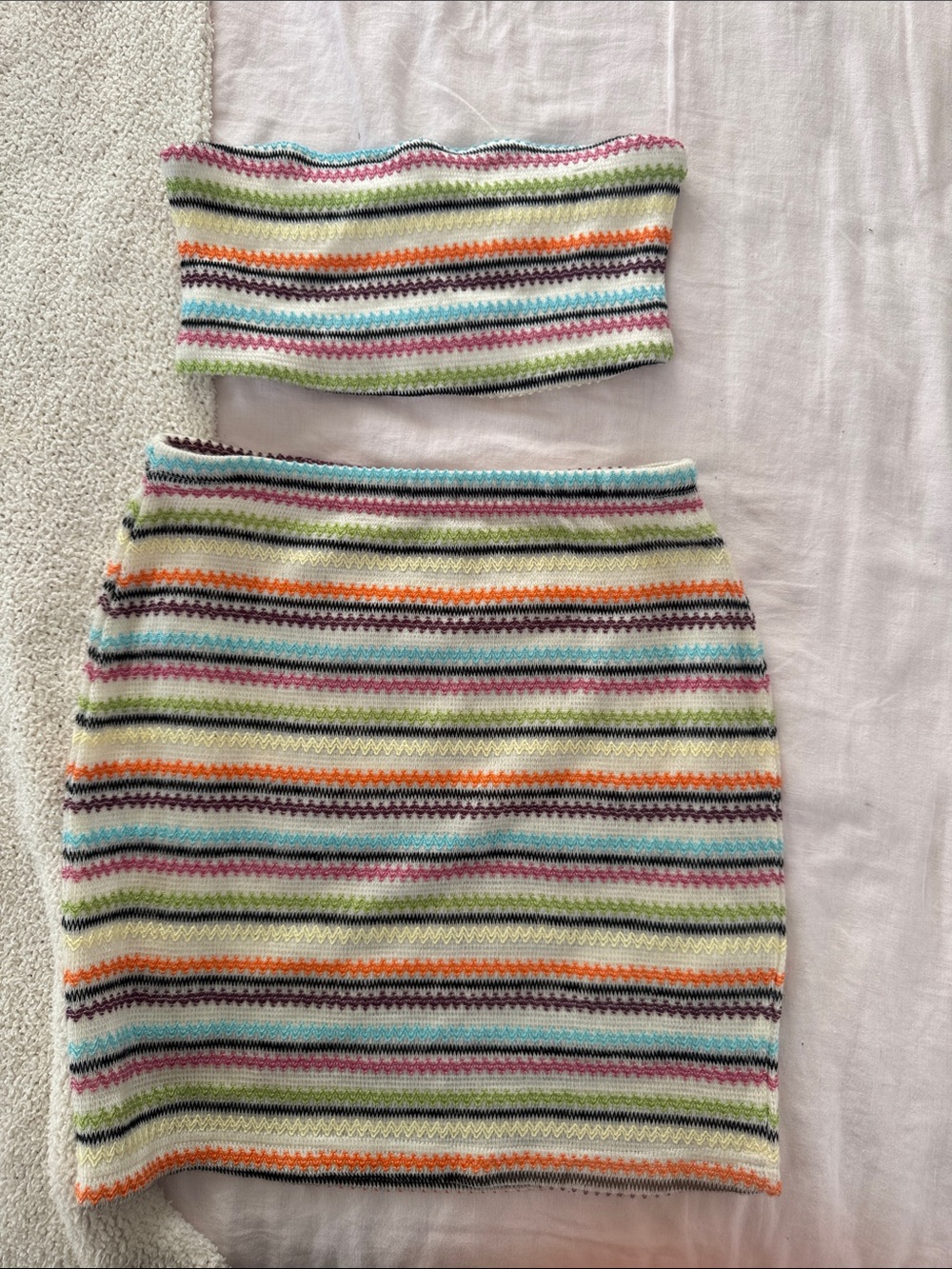 Princess Polly Cream Multicolor Striped Knit Mini Skirt